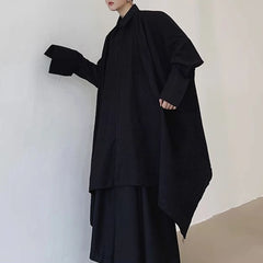 Hearujoy Mens Harajuku Irregular Shirt 2024 Spring New Fashion Goth Handsome Loose Oversized Lapel Fashion Long Sleeve Cloak Unisex