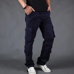 HEARUJOY - Outdoor Work Pants Men Loose Straight Autumn Multi-pocket Trousers Pure Cotton Water Washing Casual Fashion Trendy Pants