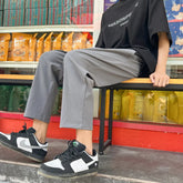 Hearujoy new men's elastic waist casual pants straight thin section boys street loose ice silk pants large size wide leg pants S-4XL