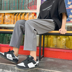 Hearujoy new men's elastic waist casual pants straight thin section boys street loose ice silk pants large size wide leg pants S-4XL