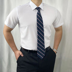 HEARUJOY - Men's Solid Color Short-Sleeved Shirt American Retro Fashion Trend Casual Simple Loose Breathable 2025 Summer New Men's Tops