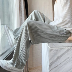 Hearujoy Summer Pleated Pants Men Oversized Fashion Casual Ice Silk Pants Men Streetwear Hip Hop Loose Wide Leg Pants Mens Trousers S-2XL