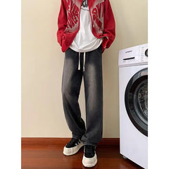 Hearujoy Vintage Blue Jean Pants Men Hip Hop Denim Trousers Male Streetwear Fashion Elastic Waist Autumn Retro Casual Straight Jeans