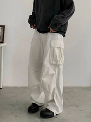 HEARUJOY - Loose Straight Leg Men's Work Trousers Spring Autumn American Retro Sle Casual Multiple kets Utili Pants