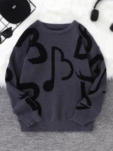 HEARUJOY - New Popular Autumn and Winter Letter Note Jacquard Pattern Pullover Sweater Casual Round Neck Contrast Color Knitted Men's Pullover