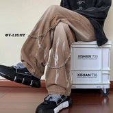 HEARUJOY - Men's Autumn Winter Trendy American Street Jeans Loose Straight-Leg Versatile Wide-Leg