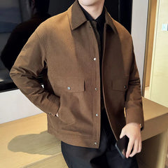 HEARUJOY - Autumn Winter Thick Woolen Jackets Men High Quality Single Breasted Turn Down Collar Men's Casual Jacket Slim Fit Business Coats