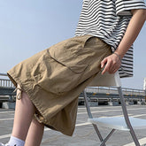 HEARUJOY - Big Pocket Shorts Fashion Casual Pants Solid Color Pattern Daily Wear Cargo Shorts Comfortable Daily Wear Cargo Shorts