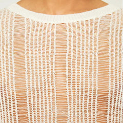 Hearujoy Mens Hollow See-Through Sexy Knitted Sweater Autumn Genderless Nightclub Elastic Loose Versatile Long-Sleeved Sweater Unisex