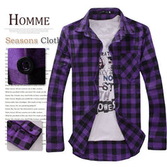 HEARUJOY - Men's Plaid Shirt Button Down Casual Check Shirt Long Sleeve Slim Spring Autumn Male Brand Soft Comfortable Fashion