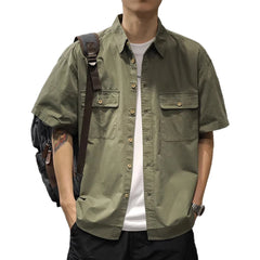 HEARUJOY - Button Down Shirt Army Green Men\'s Casual Shirt Cargo Style Daily Casual Use Brand New Condition Pockets Design