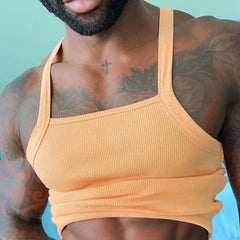 HEARUJOY - Summer Two Piece Fashion Men Set Knitted Sleeveless Vest with Elastic Waist Shorts Suit Casual Home Tank Top Wear Sports Outfits