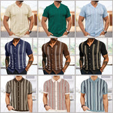 HEARUJOY - Mens Cool Silk Casual Knit Polo Shirt Summer Fashion Daily Outdoor Soft Comfortable Short-Sleeve T-Shirt Men'S Clothing New