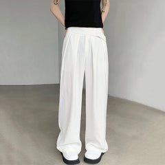 Hearujoy Summer Male Suit Pants Droop Solid Color Casual Straight Bottom Wide Leg Men's Loose Trousers Stylish 9C6434