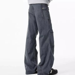 HEARUJOY - New Washed Mens Jeans American Simple Trendy Straight Leg Cowboy Pants Fold Multiple Pockets Y2k Male Denim Trousers