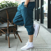 HEARUJOY - Casual Cropped Pants Men's Small Feet Casual Pants Cotton Shorts Versatile Loose Sports Harem Pants