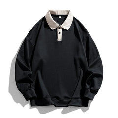 HEARUJOY - Men Loose Fit Long Sleeve Hooded Sweatshirt Vintage Streetwear Hong Kong Style Pullover Top For Casual Spring Autumn Outfits