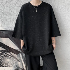Hearujoy Summer Short Sleeved T-shirt Men Oversized Black White Casual T Shirt Men Streetwear Hip-hop Loose Shiny T Shirt Mens Top M-3XL
