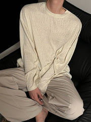 HEARUJOY - Daily Casual Breathable Loose T Shirts Mens Spring Autumn Fashion Solid Color Pullovers Men Leisure Long Sleeve O Neck T-shirt