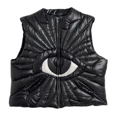 Hearujoy Mens Autumn Winter Eye Printing Y2k Vest Cotton Jacket 2024 New Essential American High Street Casual Loose Jacket For Men