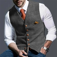 HEARUJOY - Men Suit Vests Slim Fit 2024 Spring Autumn Male Sleeveless Formal Business Jackets Casual Plaid Waistcoat For Wedding Groomsmen