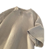 HEARUJOY - Casual Outings Casual Korean Shirts Loose Fit Tops Gray T-Shirt All-match Brand New Regular Length Solid Color For Men