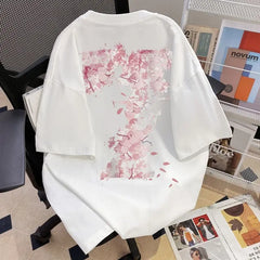 HEARUJOY - Pure Cotton Short-sleeved T-shirt National Trend Versatile Fashion Loose Summer Trendy Design Print Same Style