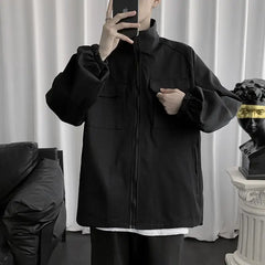 HEARUJOY - Work Jacket Men's Spring Autumn Korean Trendy Handsome Tops Ins Brand Loose Stand Collar Jacket