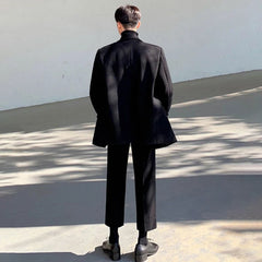 Hearujoy Woolen Suit Men's Autumn Winter Thickened Double-Sided Woolen Short Korean Style Coat British Elegant Retro Style Suit Jacket