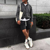 Hearujoy Mens High Street Jacket Multi-Line Series High Street Retro autumn and winter Fashion Solid Color Trendy Hip Hop Hoodie For Men