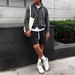 Hearujoy Mens High Street Jacket Multi-Line Series High Street Retro autumn and winter Fashion Solid Color Trendy Hip Hop Hoodie For Men