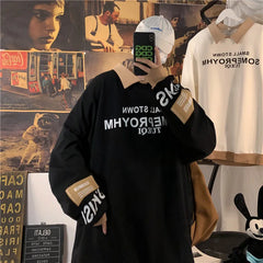 HEARUJOY - Autumn Lapel Hoodie Men Fashion Print Casual Oversized Sweatshirt Men Streetwear Hip Hop Loose Pullover Hoodies Mens Hoody