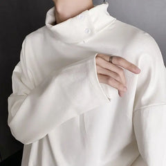 HEARUJOY - Fashion Style Spring Autumn New Men's Japanese Simple Sweatshirt Loose Personality Half Turtleneck Bottoming Shirt Male Clothes