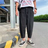 HEARUJOY - Solid Color Pocket Loose Casual Harem Pants Man Summer Thin Xxxl Trend Harajuku Fashion Vintage Classic Cropped Trousers for Men