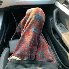 HEARUJOY - Ethnic Style Print Pants Men Hip Hop Elastic Waist Drawstring Straight Trousers Autumn Winter Vintage Dirty Pant (with Plush)