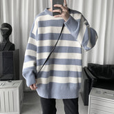 HEARUJOY - Men's Winter Sweater Harajuku Fashion Striped Sweter Oversize Pullover Warm Knitted Sweater Men's Clothing