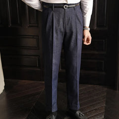 HEARUJOY - High Waist Trousers Pant For Man OfficeTrouser Business Casual Pant British Social Club Outfits Pantalones Hombre Excluding Belt