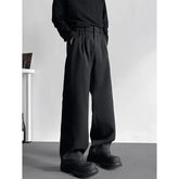 HEARUJOY - Black Brown Suit Pants Men Society Mens Dress Pants Korean Loose Casual Straight Pants Mens Office Formal Trousers Large Size