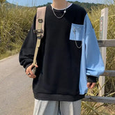 Hearujoy Japanese Splicing Hooded Sweatshirt for Men with a Niche Design Sense Contrasting Color Top Oversized Trendy Brand Jacket