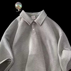 HEARUJOY - Brand New T-shirt Daily Wear Holiday Loose Lapel T-shirt All-match T-shirt Lapel Neckline Regular Length Short Sleeve