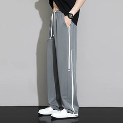 Hearujoy Summer New Sweatpants Men Joggers Wide Leg Pants Neutral Breathable Loose Outdoor Quick Drying Fabric Fashion Casual Trousers