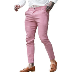HEARUJOY - Men's Twill Cotton Stretch Fashion Youth Street Slim Pencil Skinny Pants