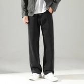 HEARUJOY - Men's Regular Straight-Leg Denim Jeans Oversized Black Denim Pants Korean Streetwear Style Floor-Draping Fit Plus Size 40 Pants