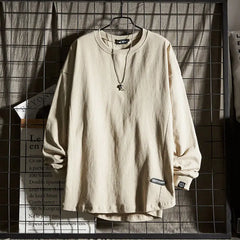 HEARUJOY - Long-sleeved T-shirt Men's Pure Cotton Heavy Round Neck Top Autumn and Winter Base Shirt Sweater Men's Spring and Autumn Style