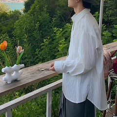 HEARUJOY - Casual Outing Regular Clothing Length Slight Stretch Fabric Casual Draped Long Sleeve Shirt Casual Style Shirt