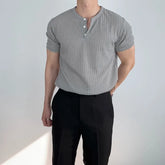 HEARUJOY - Summer Short-sleeved Polo Shirt Fashion Temperament Solid Color Button Sports Casual Solid Color Autumn Shirt Short-sleeved Men