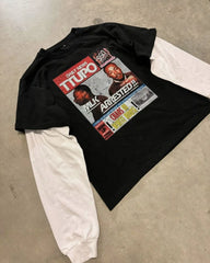 Hearujoy American hip hop trend new print splicing long sleeve women round neck pullover autumn hoodie goth street oversized sweatshirt