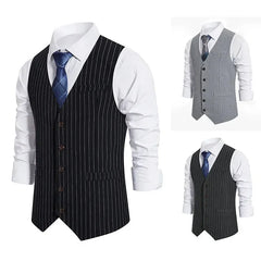 HEARUJOY - Men New Vests Suits V Neck Striped Single Breasted Sleeveless Slim Fit Blazer Vest Coats Splice Casual Regular Coat Autumn 2025