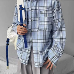 HEARUJOY - Hooded Checkered Mens Shirt Jacket New Spring Thin Casual Fashionable High Street Male Coats Hip Hop Unisex Tops Comfortable