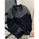 HEARUJOY - Korean Contrasting Color Splicing Cardigan Lapel Sweater Men and Women Trendy Niche Loose Warm Sweater